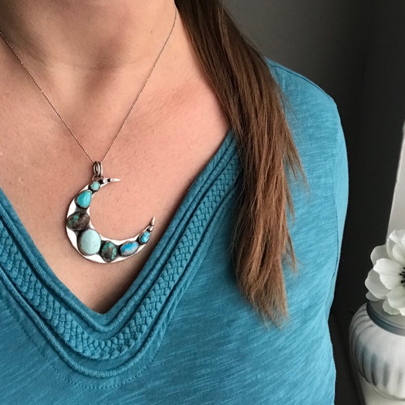 💙SOLD💙Artisan Turquoise Moon Pendant💙🌙 - Picture 4 of 8